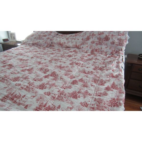 NEW SUNHAM LIGHTWEIGHT REVERSIBLE POLY HOLIDAY QUEEN QUILT 88x88 W/ 2 SHAMS - Picture 1 of 7